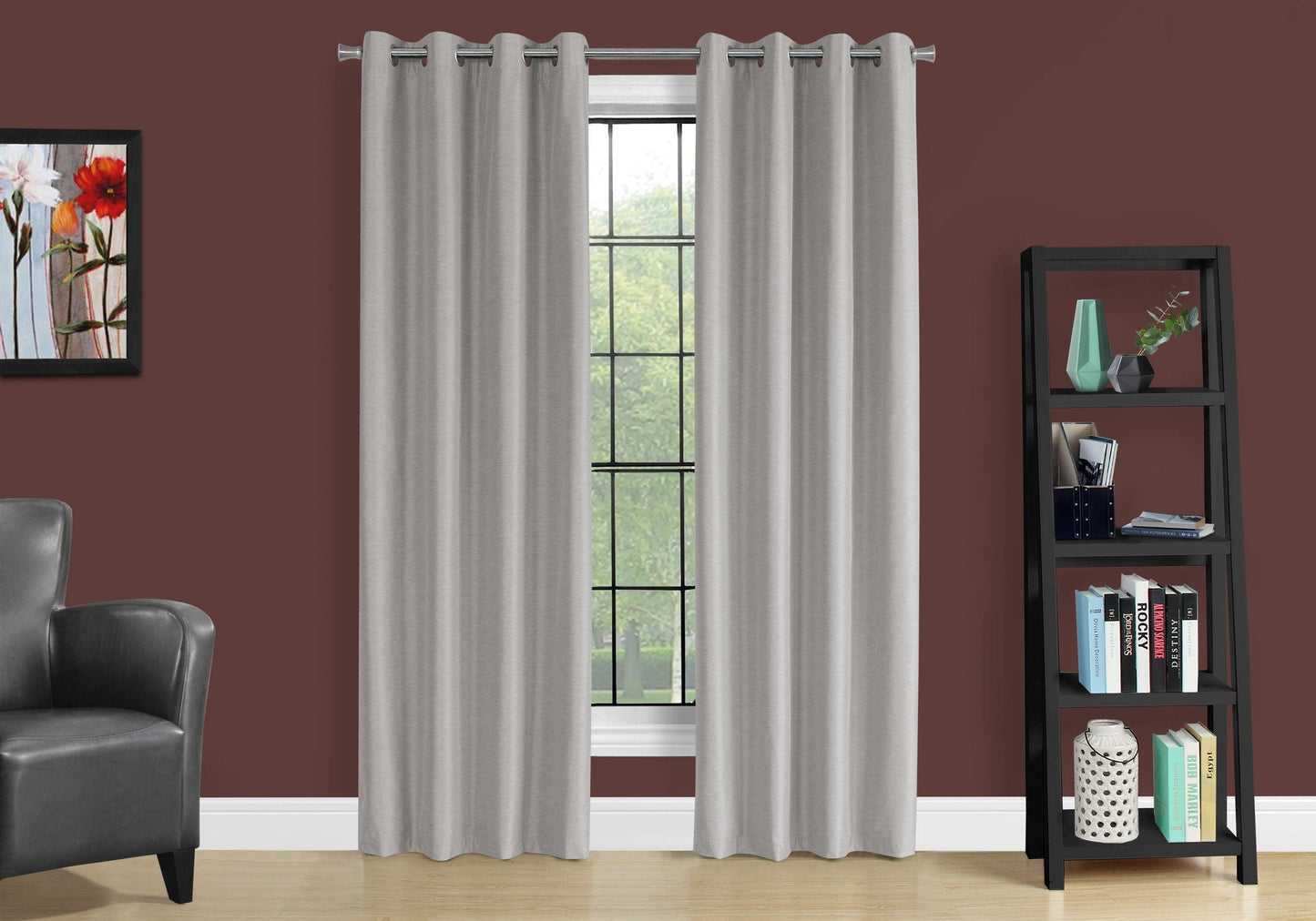 2 Pieces Set Room Darkening Curtain Panels with Grommet - Contemporary Style