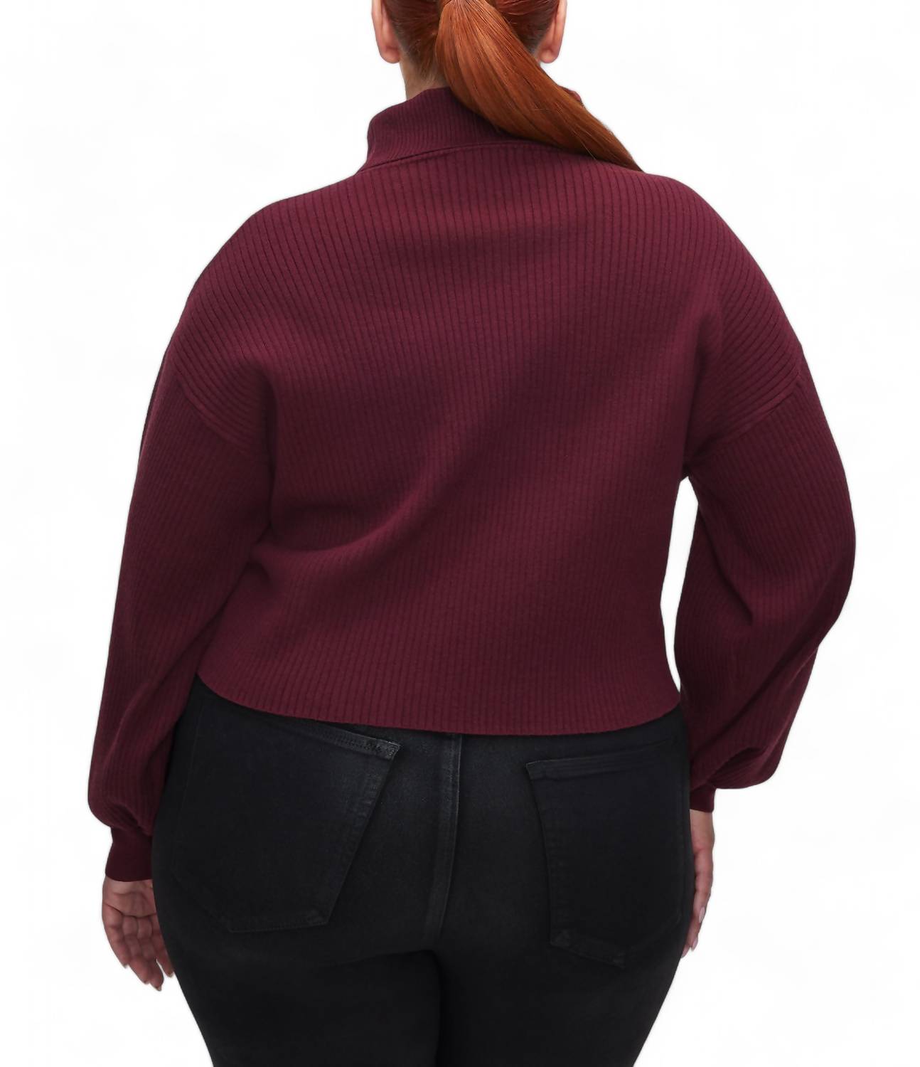 Good American - RIBBED MOCK NECK SWEATER