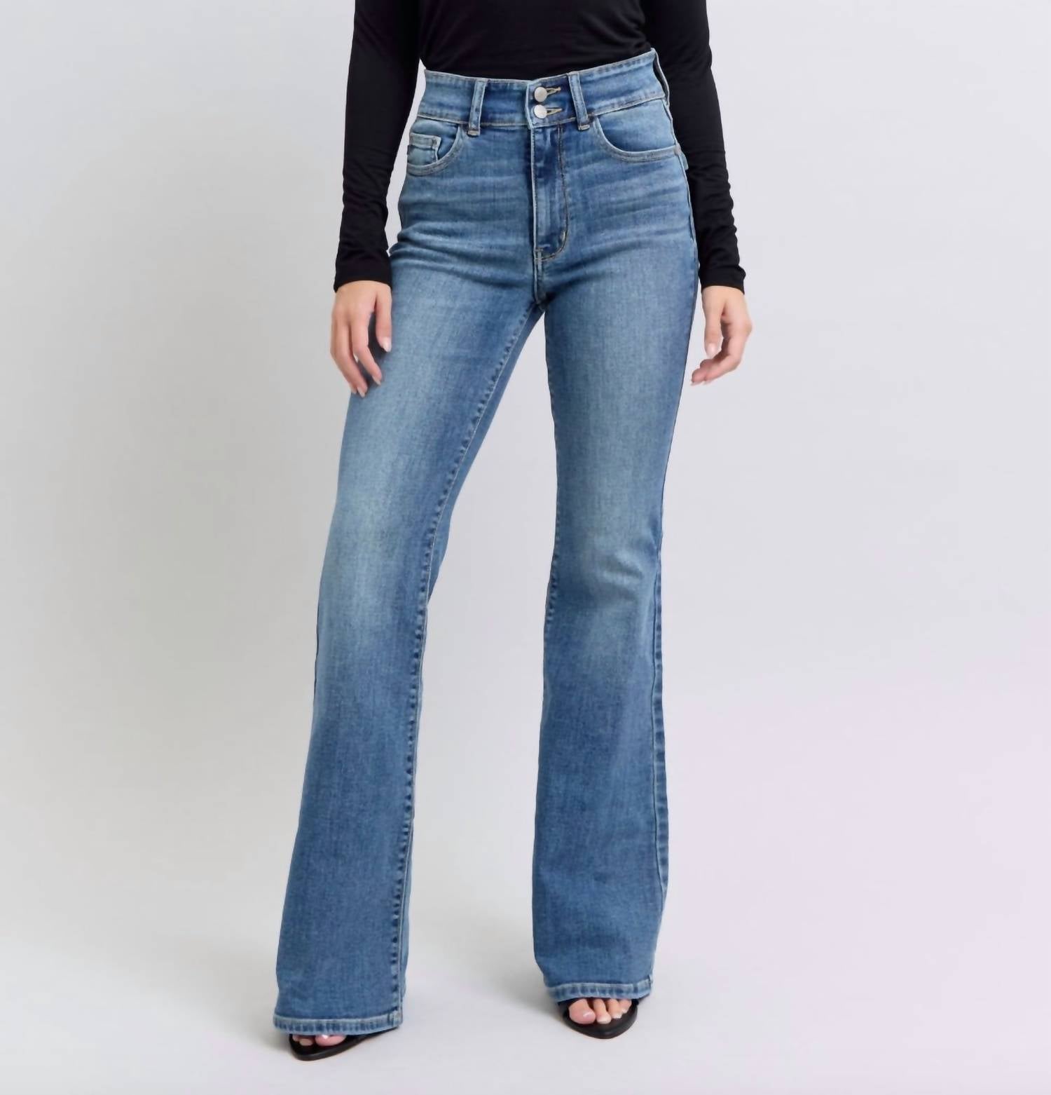 Judy Blue - High Waist Double Button Flare Jeans