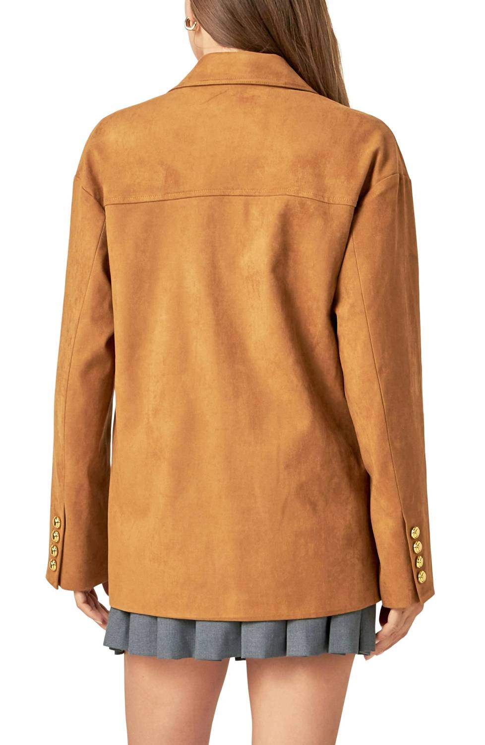 English Factory - Padded Shoulder Suede Jacket