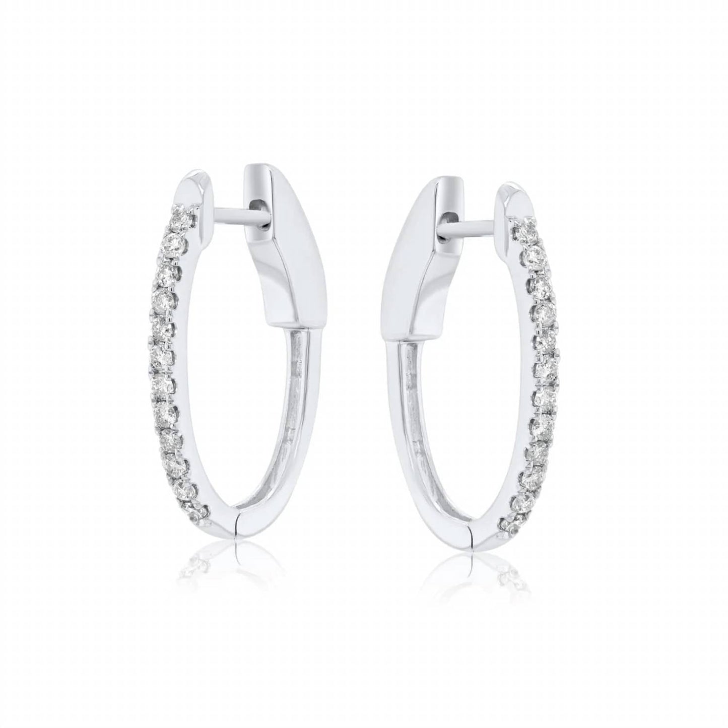 Diana M Jewels - 0.25 Cts Diamond Half-way Oval Hoop Earrings