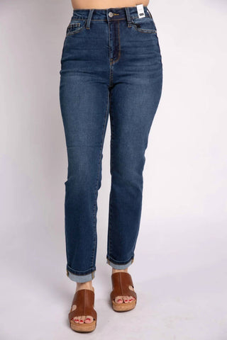 Judy Blue - High Waist Cool Denim Cuff Boyfriend Jean