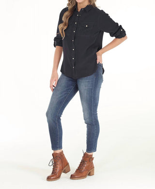 Paparazzi - Tencel Slub Snap Front Long Sleeve Shirt