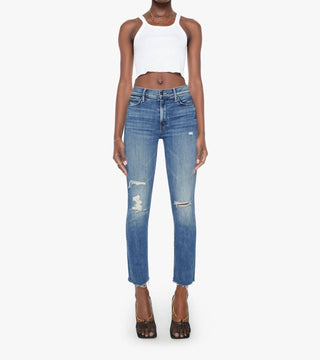 Mother - Mid Rise Dazzler Ankle Fray Jean