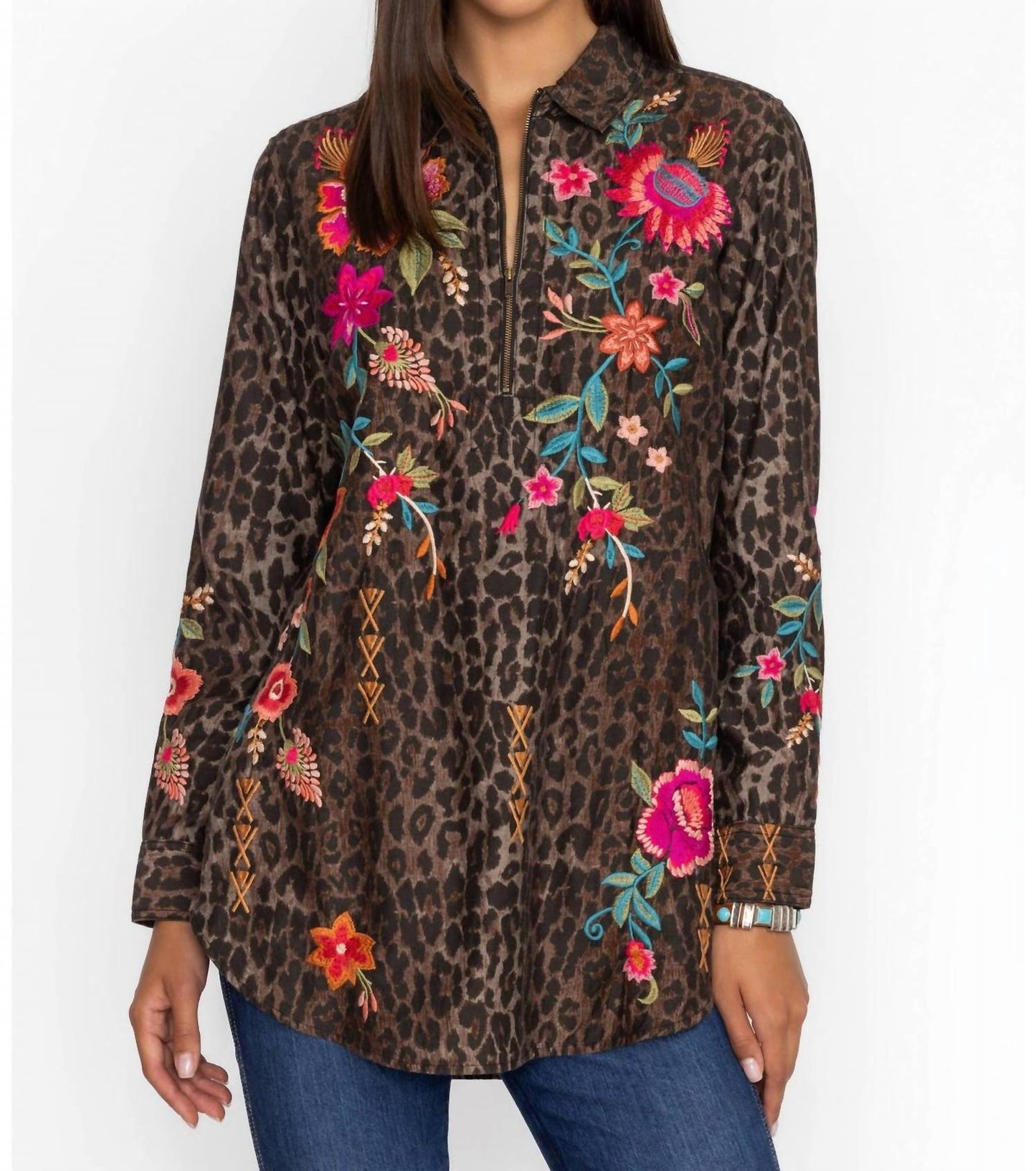 Johnny Was - Nylah Zip Up Shirt Tunic Top