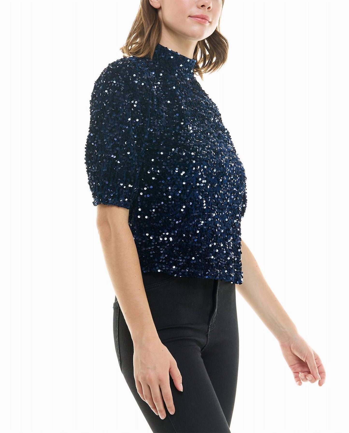 Nicole Miller - Ava Velvet Sequin Short Sleeve Top