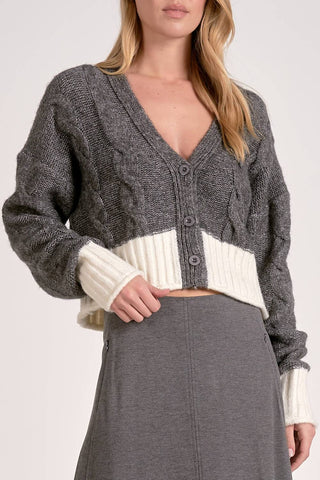 Elan - Elan Two-Tone Sweater Cardigan