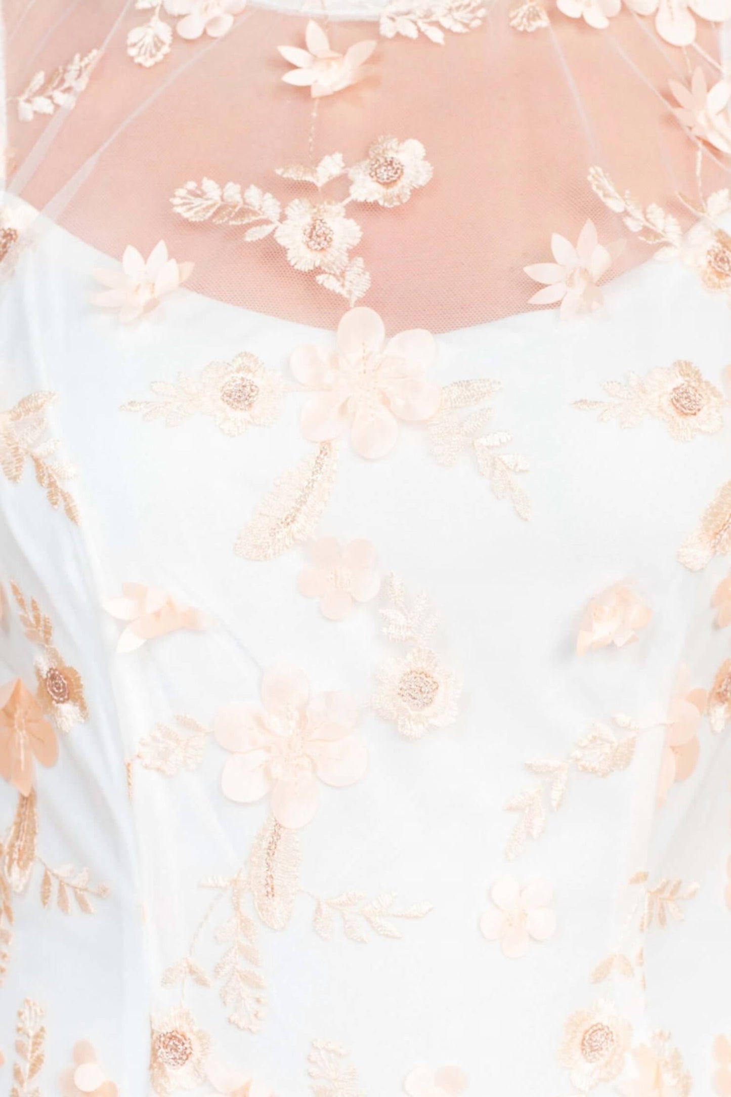 Adrianna Papell - Floral Embroidered Keyhole Mesh Dress