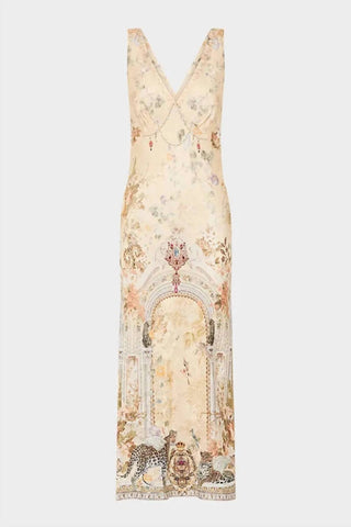 Camilla - Camilla V-neck Jacquard Slip Midi Dress
