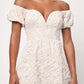 Lulus - Avery Jacquard Puff Sleeve Mini Dress
