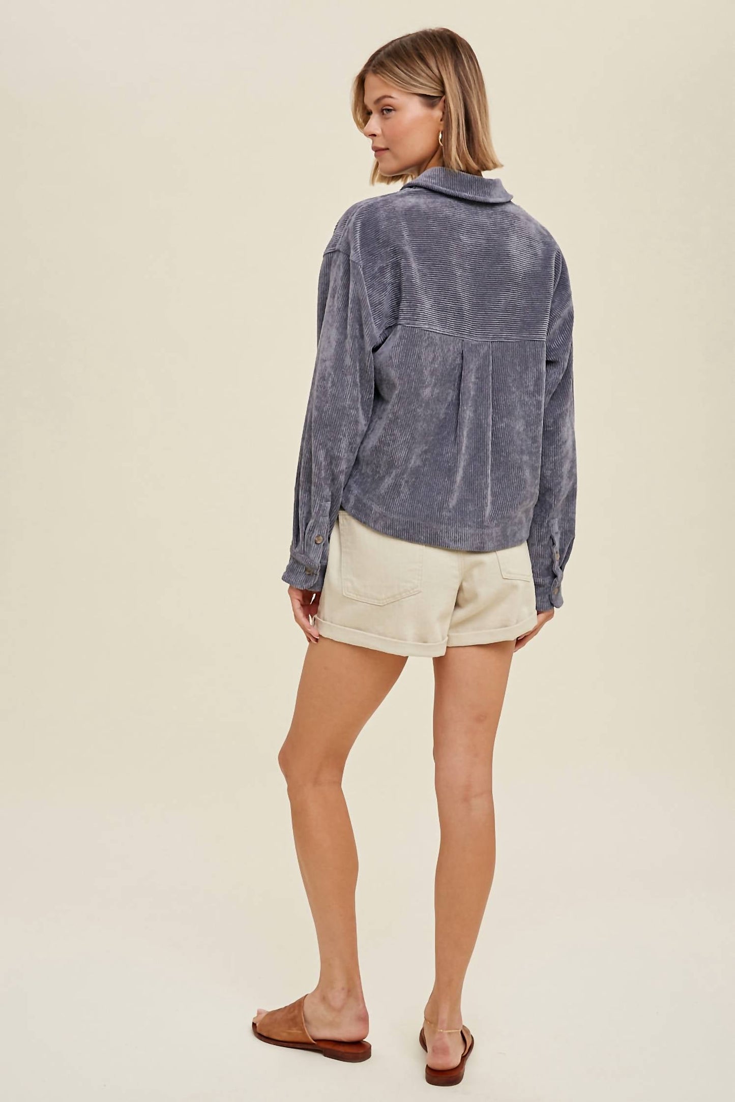 Wishlist - Chandler Crop Corduroy Button Down