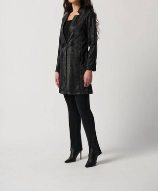 Joseph Ribkoff - Faux Leather Snake Print A-Line Coat