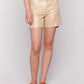 Charlie B - Foil Linen Shorts With Patch Pockets