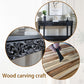 59.2in Black Carved Wooden Console Table with Lower Storage Shelf and Drawers
