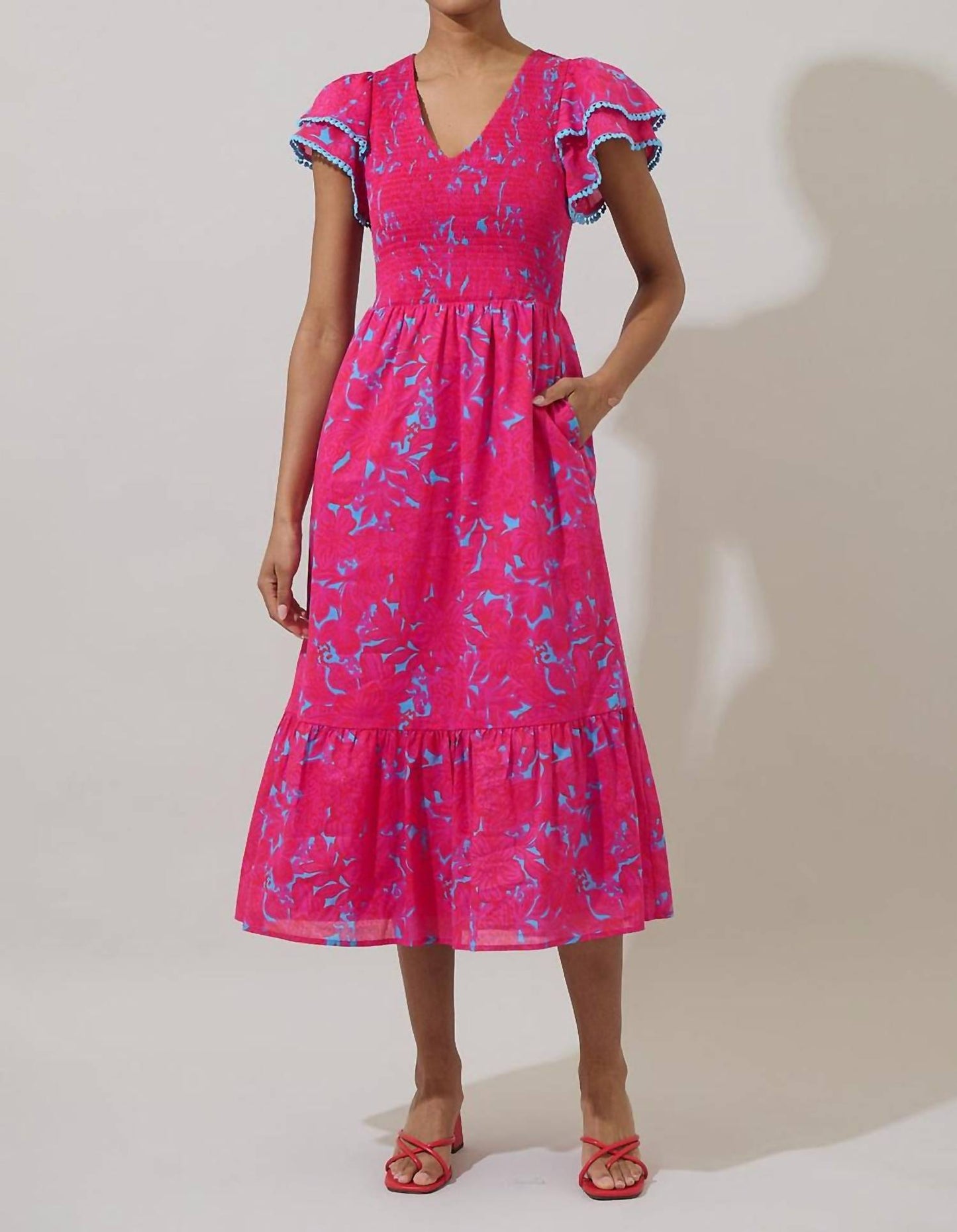 Sugarlips - Delina Floral Patte Tiered Midi Dress