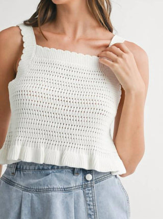 Mable - Crochet Ruffle Hem Top
