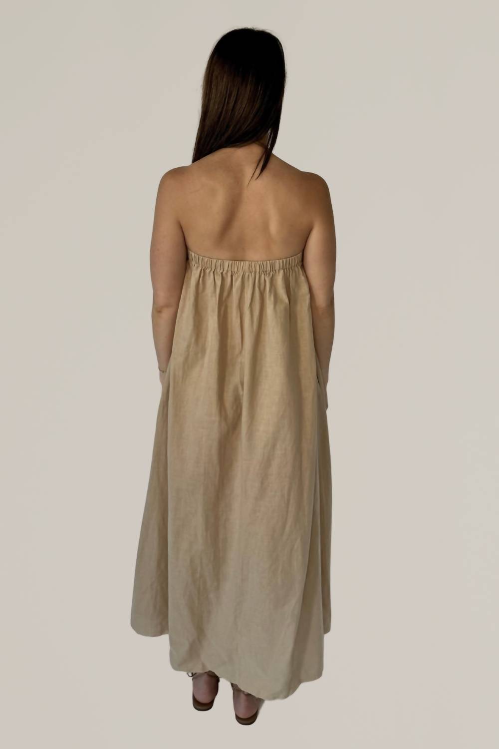 Grade & Gather - Linen Blend Strapless Column Dress