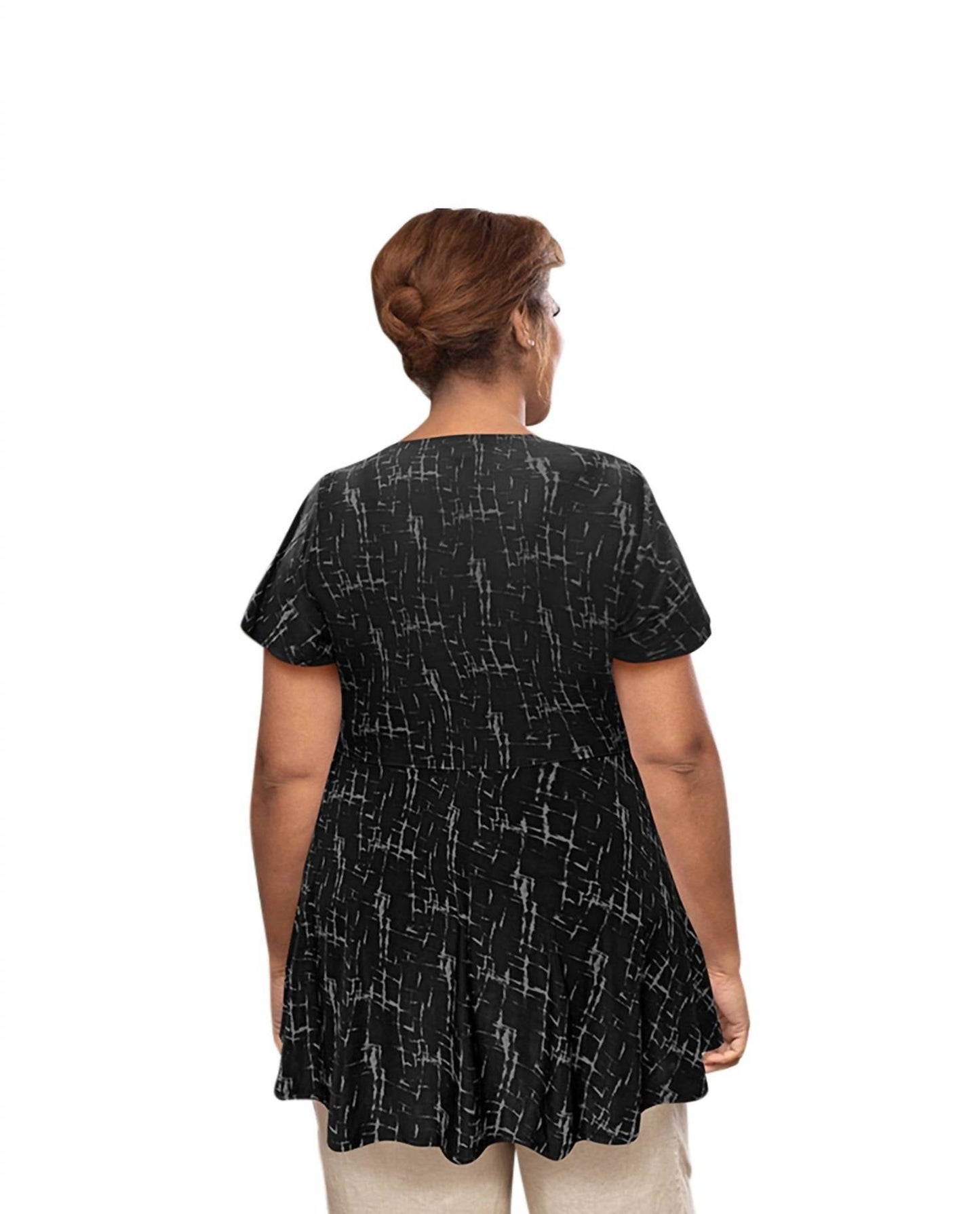 On The Plus Side - Short Sleeve Baby Doll Top - Plus