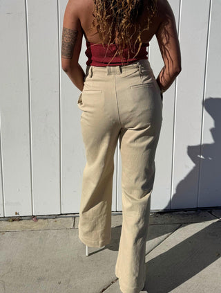 Crescent - Wide Leg Pleaded Denim Pants