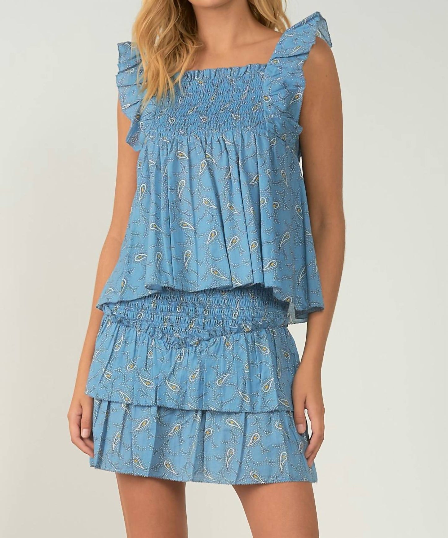 Elan - Layered Smock Paisley Skirt