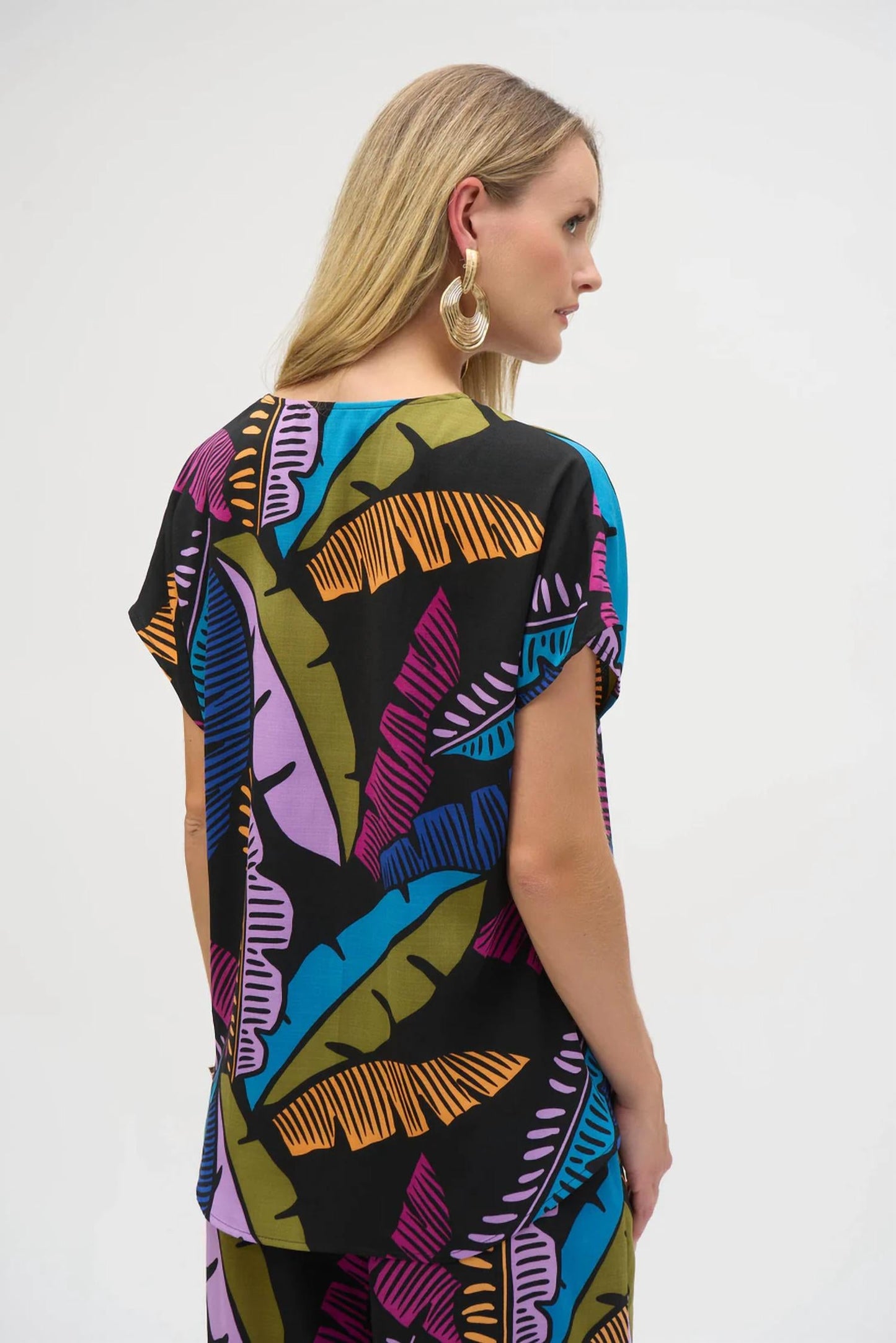 Joseph Ribkoff - V- Neck Palm Leaves Top