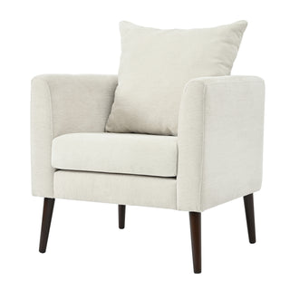 Modern Fleece Accent Chair – Foam-Padded Barrel Design with Rubberwood Base (Beige)