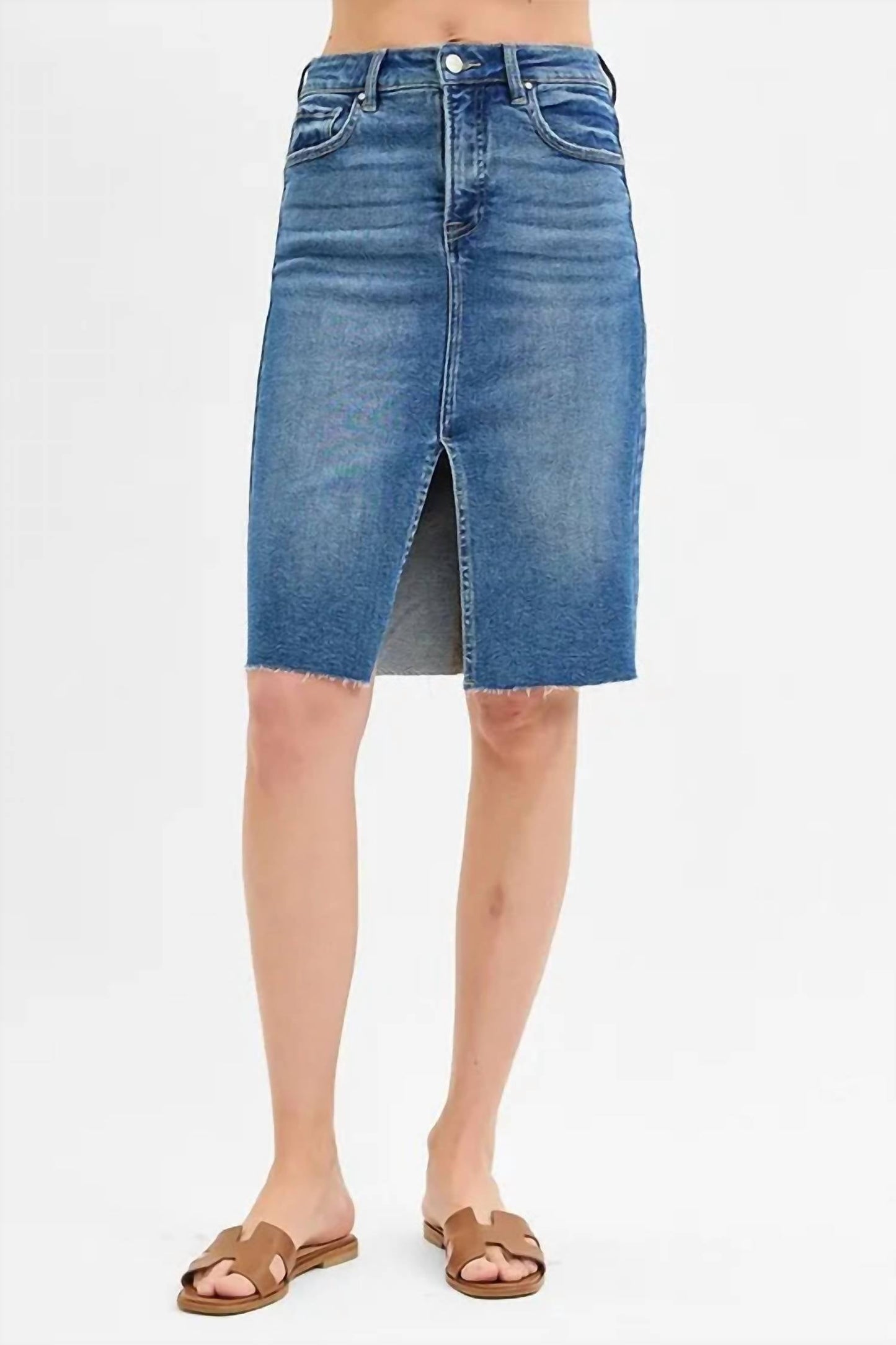Trendsi - Risen Full Size High Rise Front Slit Pencil Skirts Plus Size