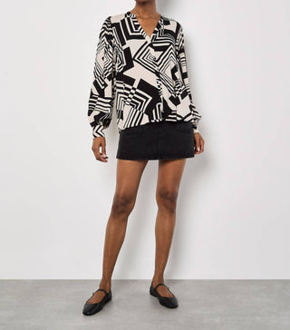 Apricot - Graphic Squares Shirt