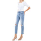 Vervet By Flying Monkey - Gabby Mid Rise Distressed Crop Straight Jeans