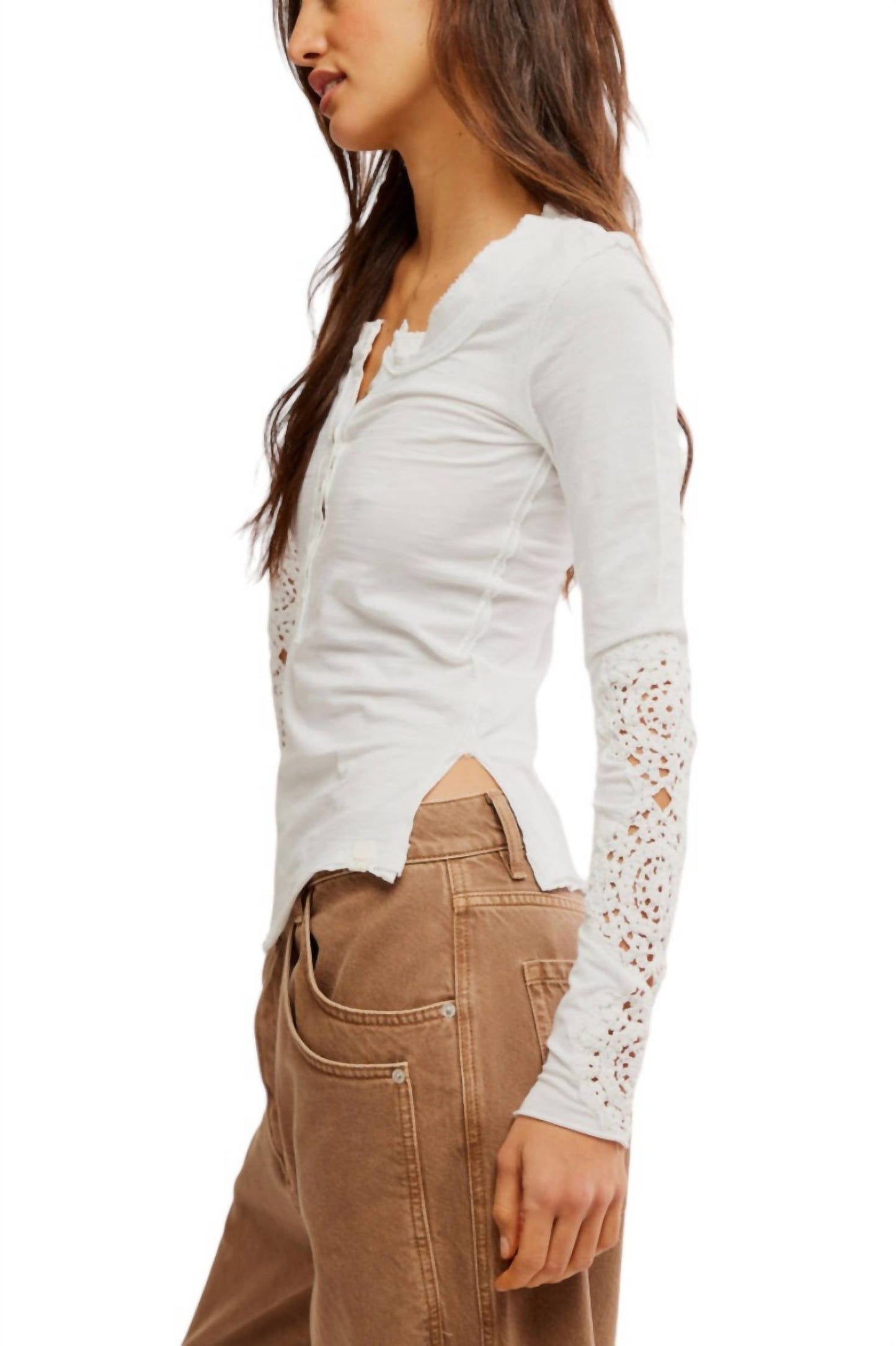Free People - Our Song Henley Cuff Top