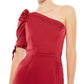Ieena For Mac Duggal - Satin One Shoulder Puff Sleeve Trumpet Gown