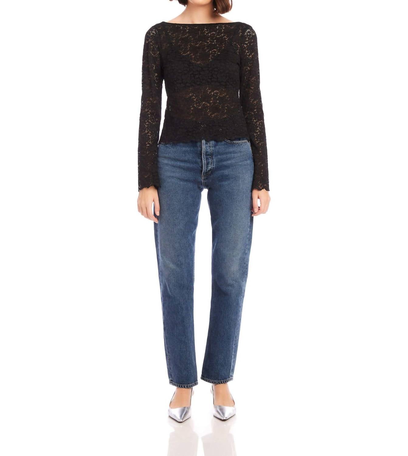 Fifteen Twenty - Loren Scoop Back Flare Sleeves Top