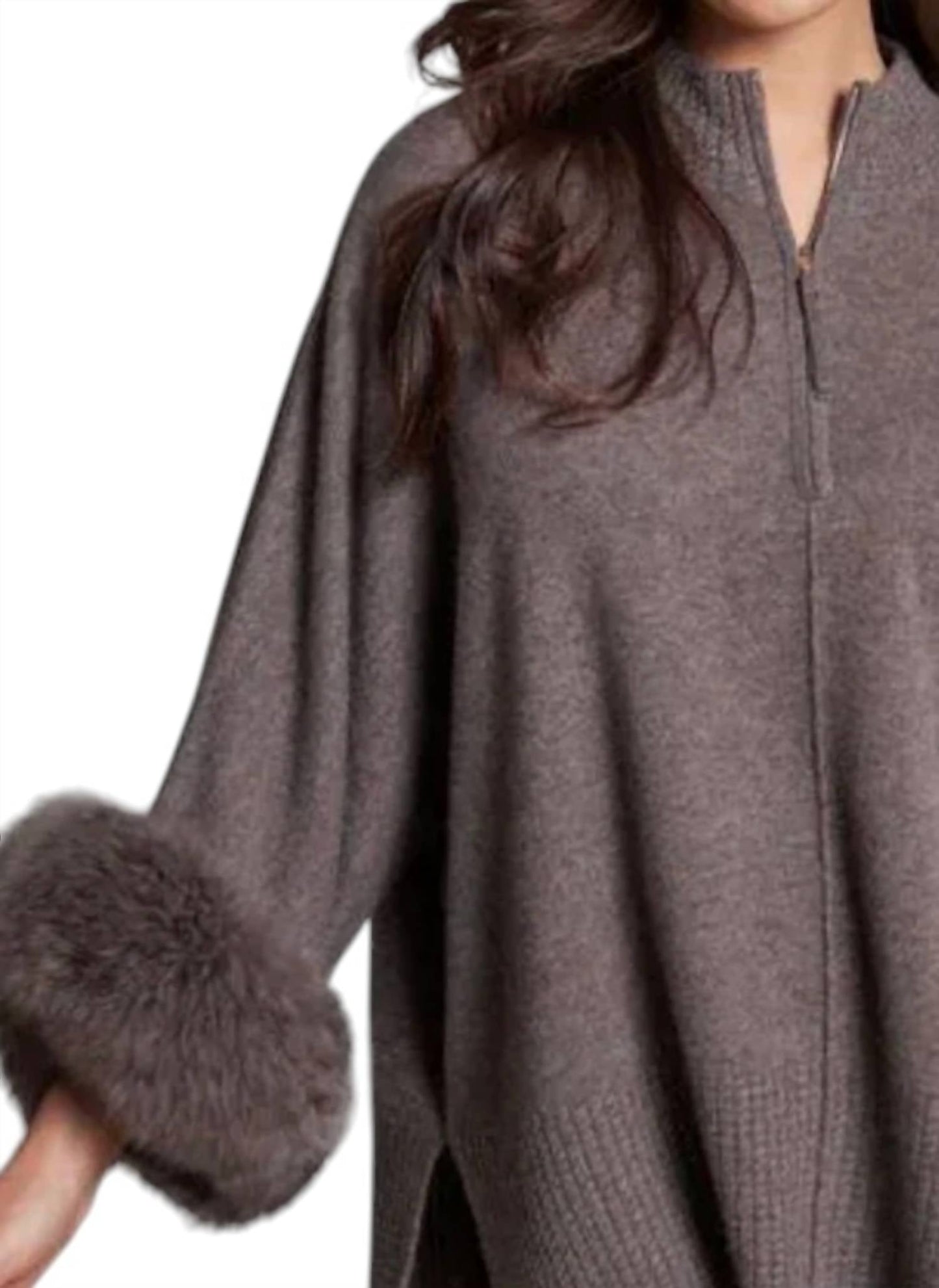 Alashan Cashmere - Eliza Fox Trim Poncho