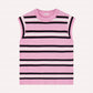 Minnie Rose - Supima Cotton Cashmere Multi Stripe Cap Sleeve Crew