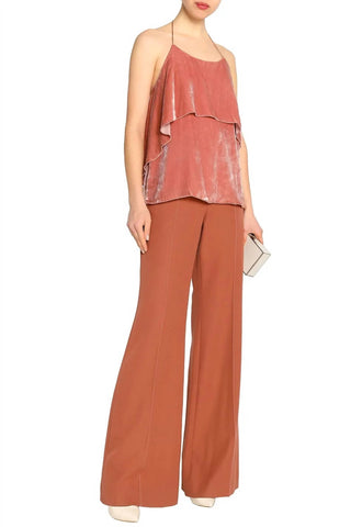 Alice + Olivia - Antique Rose Velvet Ruffle Top