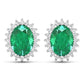 2.66 Carat Genuine Zambian Emerald and White Diamond 14K White Gold Earrings