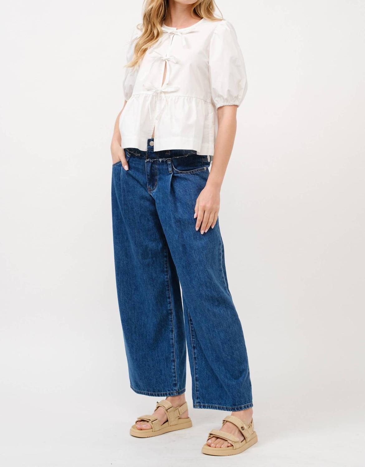 Aaron & Amber - Tie Front Peplum Blouse