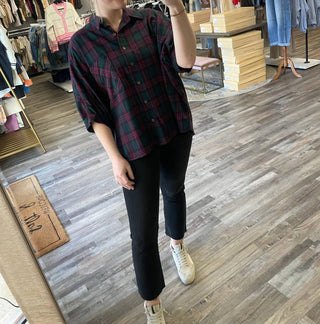 Entro - Oversized Plaid Button Down Shirt