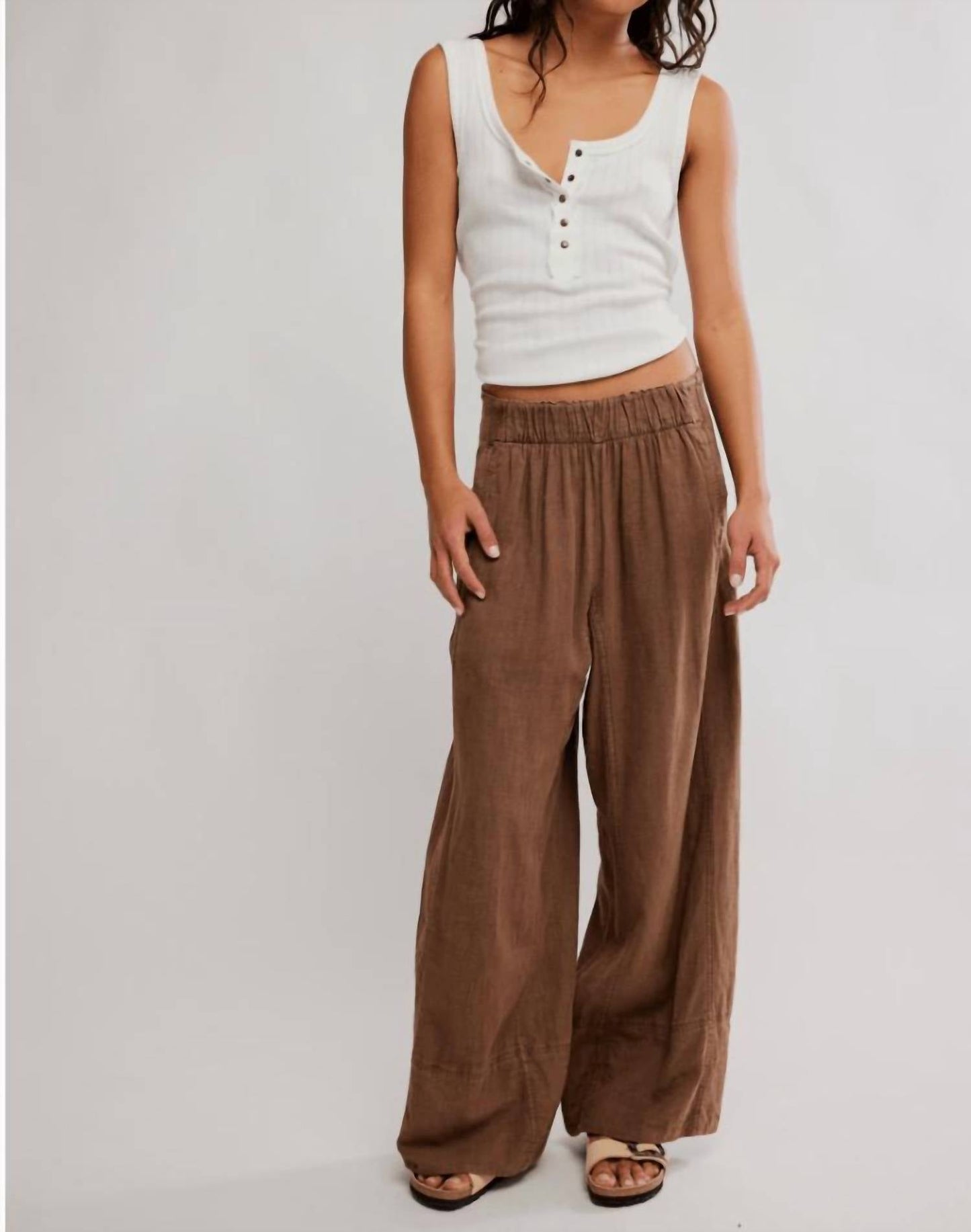 Free People - Day's End Cotton-linen Pull-on Pants