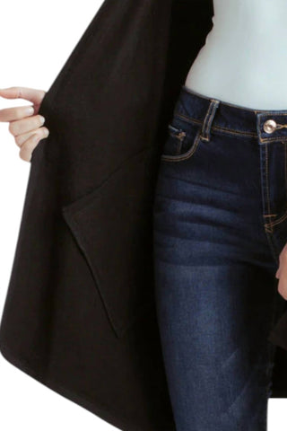 Kensie - Long Sleeve Draped Fleece Knit Jacket With Pockets