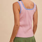Anniewear - Contrast Striped Rib Henely Tank Top