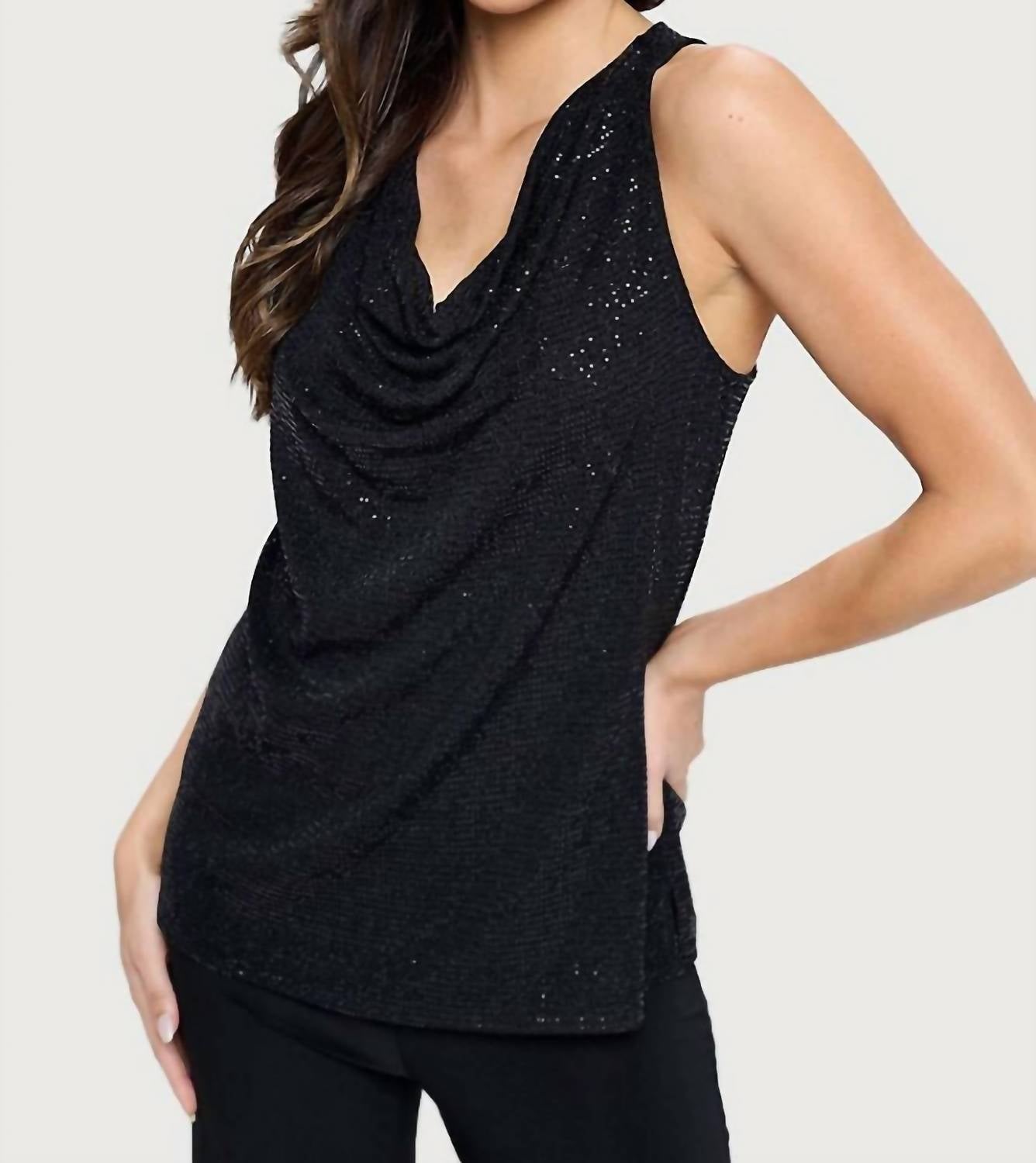 Azi - Sparkle Cowl Neck Tank Top