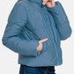 Zenana - Zip Up Turtleneck Puffer Jacket With Pockets