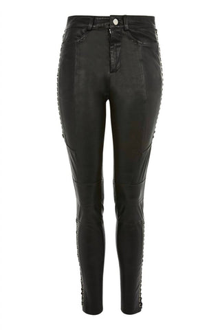 Topshop - Lace Up Biker 100% Leather Skinny Pants