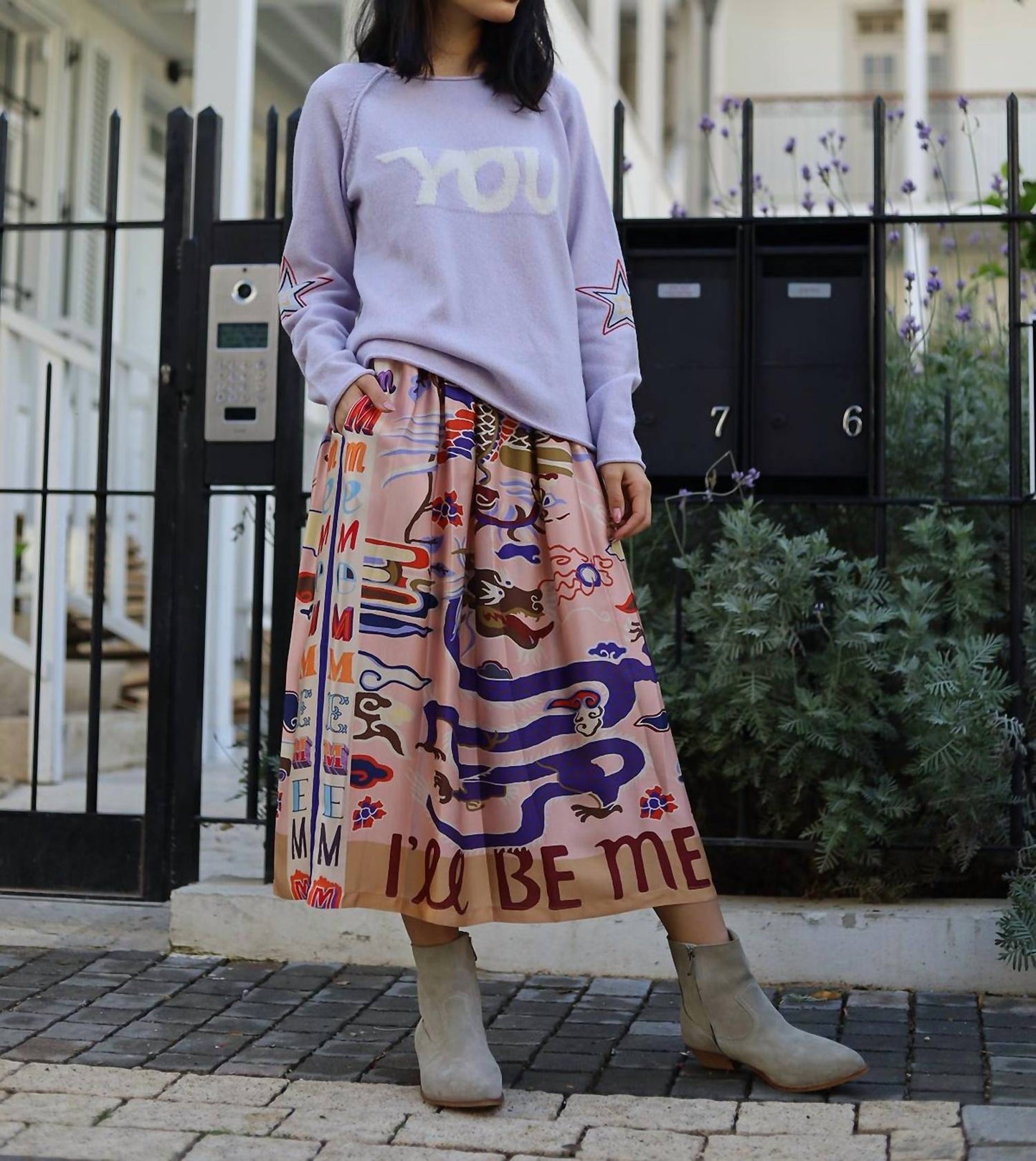 Me369 - Women's Joy Printed Midi Skirt