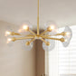 36" Modern Gold 8-Light Sputnik Chandelier with Clear Glass Shades