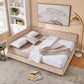 Mid-Century Storage Upholstered Tufted Bed Frame with Backrest and Armrests