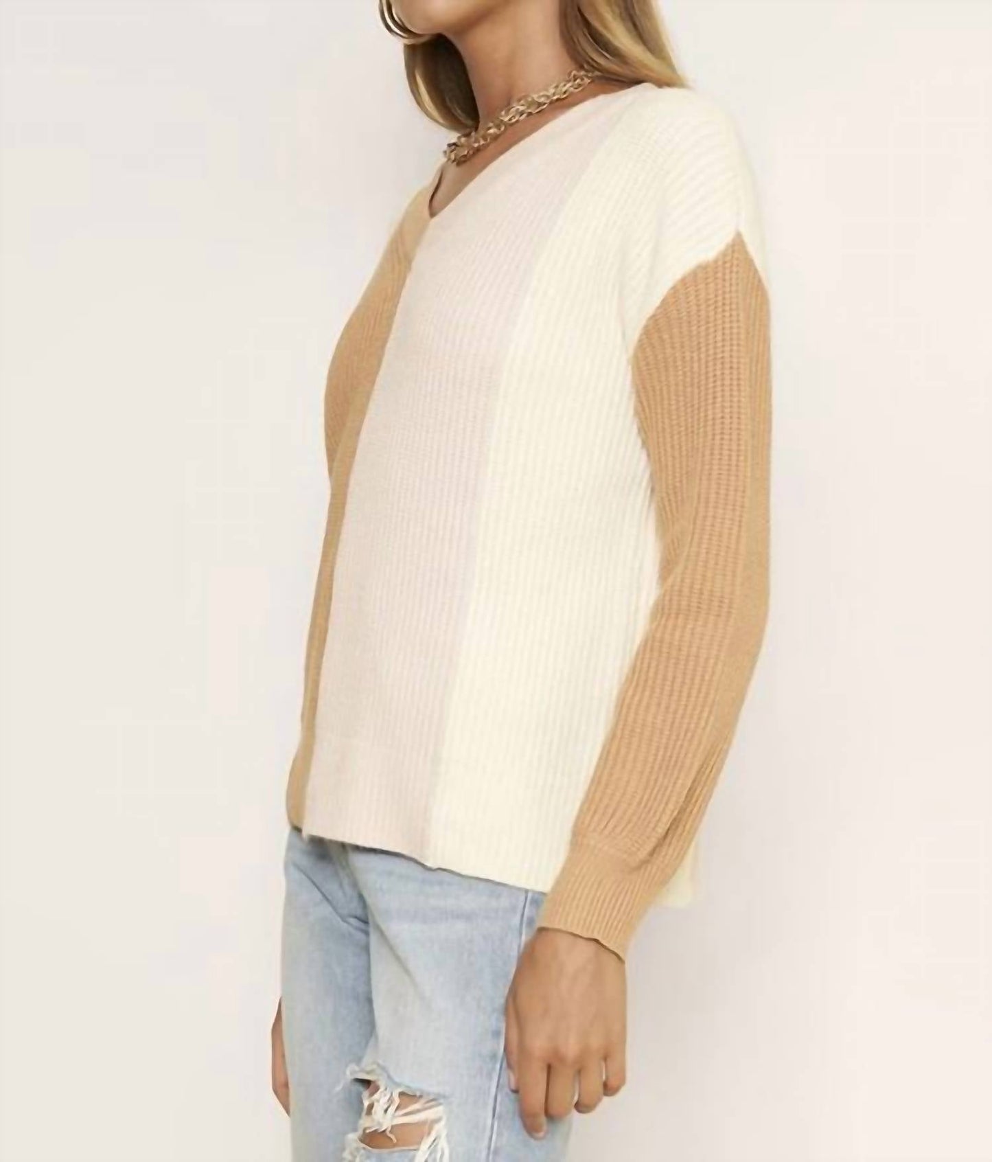Dee Elly - COLORBLOCK KNIT SWEATER
