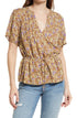 treasure-bond-floral-drawstring-waist-top-brown-multi