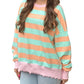 Peach Love - Stripe Terry Top With Lettuce Edges